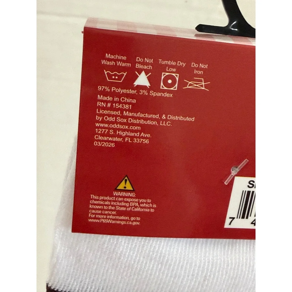 Smuckers Strawberry Jam Crew Socks Mens Shoe Size 6-12 White Red Odd Sox Novelty